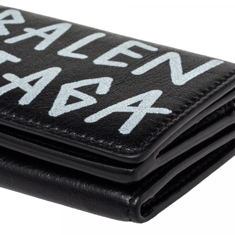 Pre Owned Balenciaga Black Leather Carry Graffiti Wallet