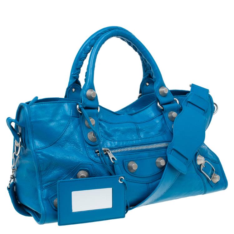 Pre Owned Balenciaga Turquoise Leather GSH Part Time Top Handle Bag