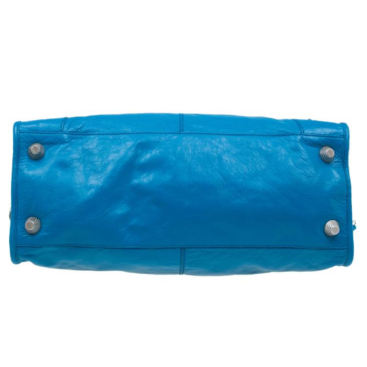 Pre Owned Balenciaga Turquoise Leather GSH Part Time Top Handle Bag