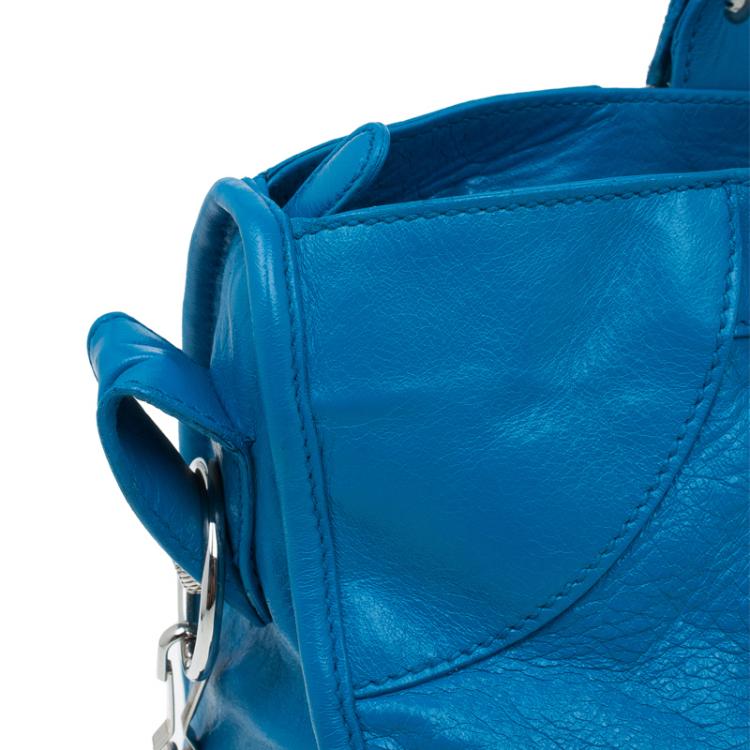 Pre Owned Balenciaga Turquoise Leather GSH Part Time Top Handle Bag