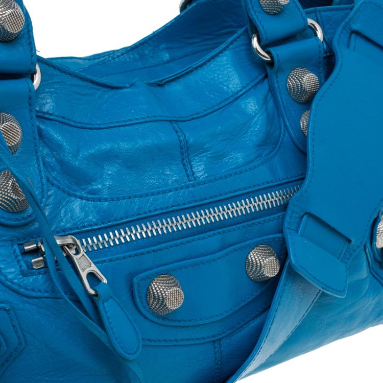 Pre Owned Balenciaga Turquoise Leather GSH Part Time Top Handle Bag