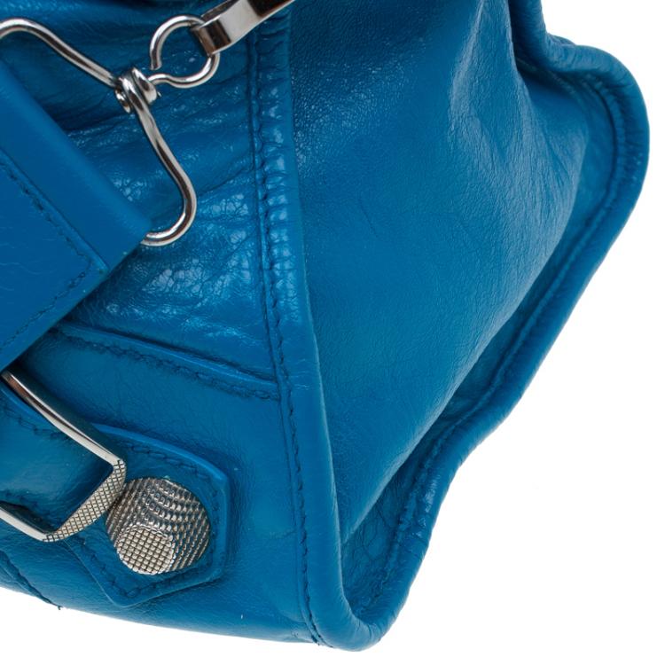 Pre Owned Balenciaga Turquoise Leather GSH Part Time Top Handle Bag