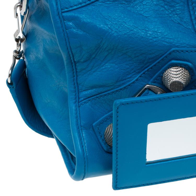 Pre Owned Balenciaga Turquoise Leather GSH Part Time Top Handle Bag