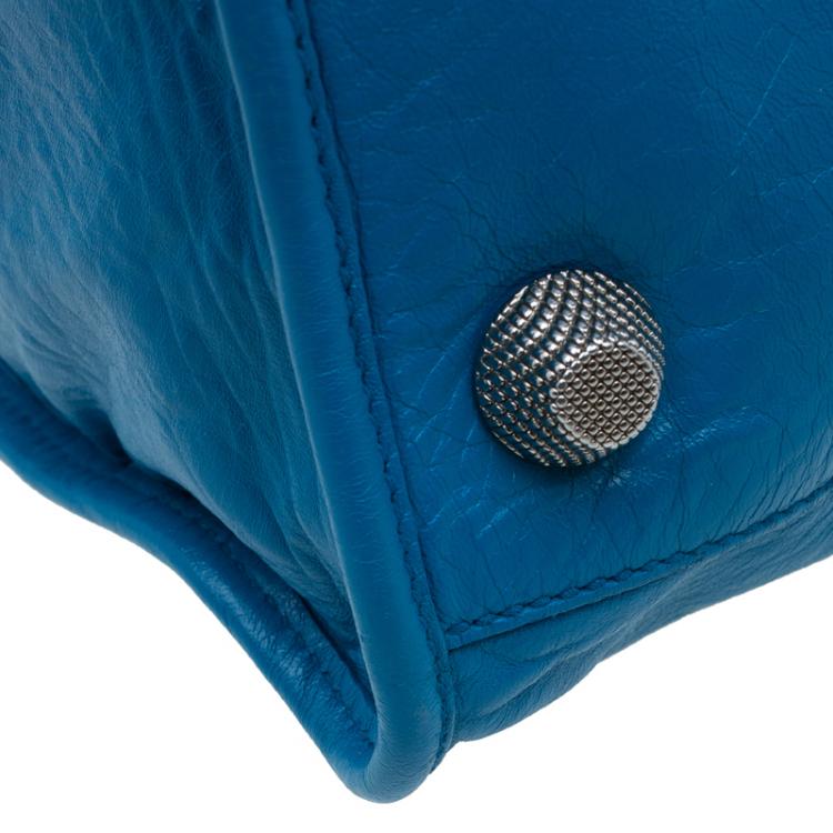 Pre Owned Balenciaga Turquoise Leather GSH Part Time Top Handle Bag