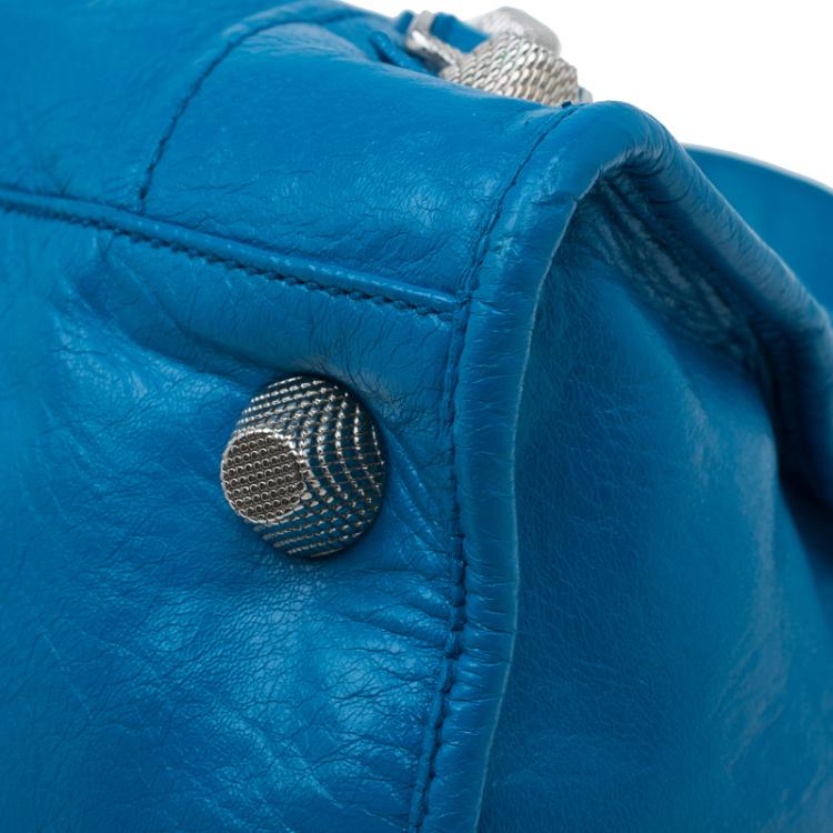Pre Owned Balenciaga Turquoise Leather GSH Part Time Top Handle Bag