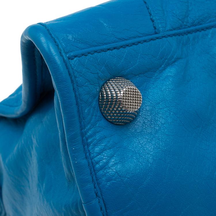 Pre Owned Balenciaga Turquoise Leather GSH Part Time Top Handle Bag