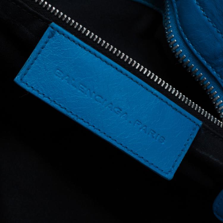 Pre Owned Balenciaga Turquoise Leather GSH Part Time Top Handle Bag