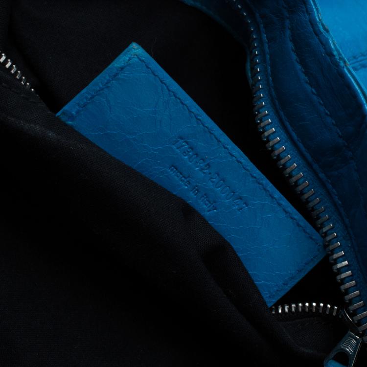 Pre Owned Balenciaga Turquoise Leather GSH Part Time Top Handle Bag