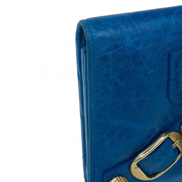 Balenciaga Blue Lambskin Continental Arena Giant Zip Around Wallet Balenciaga Tlc