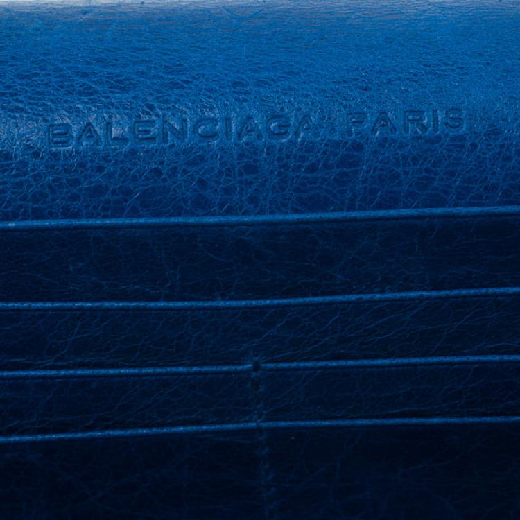 Balenciaga Blue Lambskin Continental Arena Giant Zip Around Wallet Balenciaga Tlc