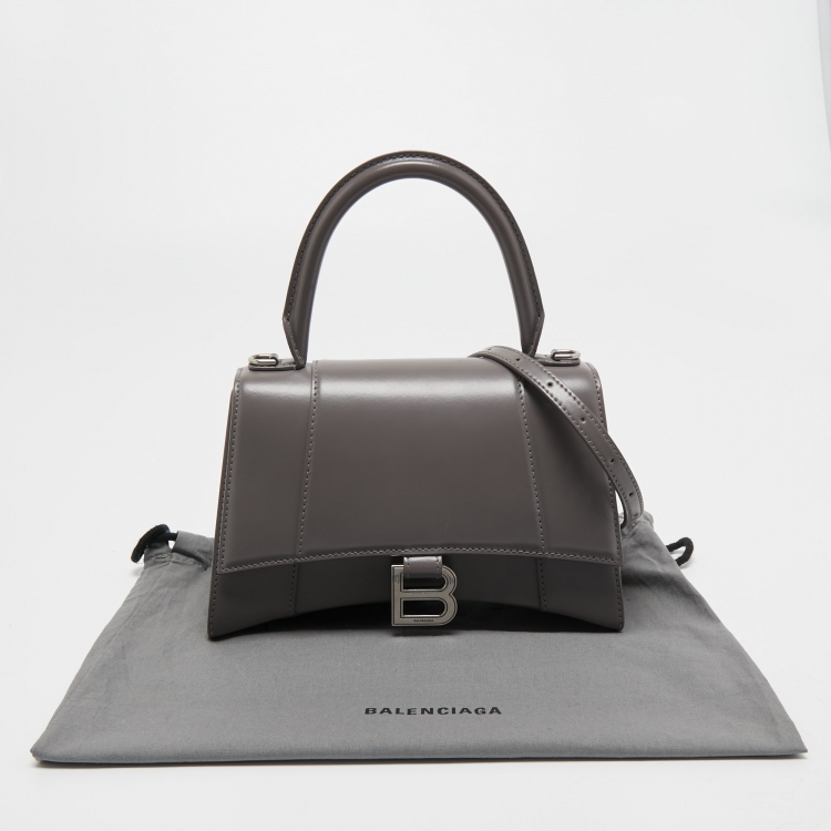 مملوكة مسبقًا Balenciaga Grey Leather Small Hourglass Top Handle Bag