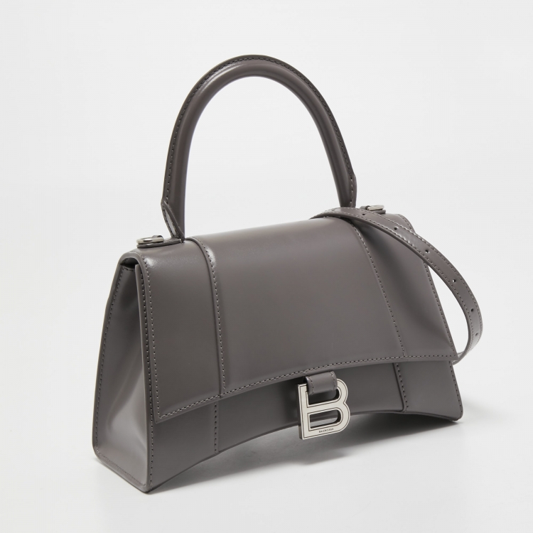 مملوكة مسبقًا Balenciaga Grey Leather Small Hourglass Top Handle Bag