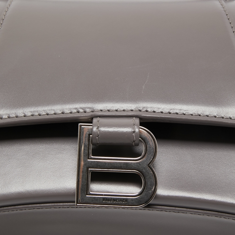 مملوكة مسبقًا Balenciaga Grey Leather Small Hourglass Top Handle Bag
