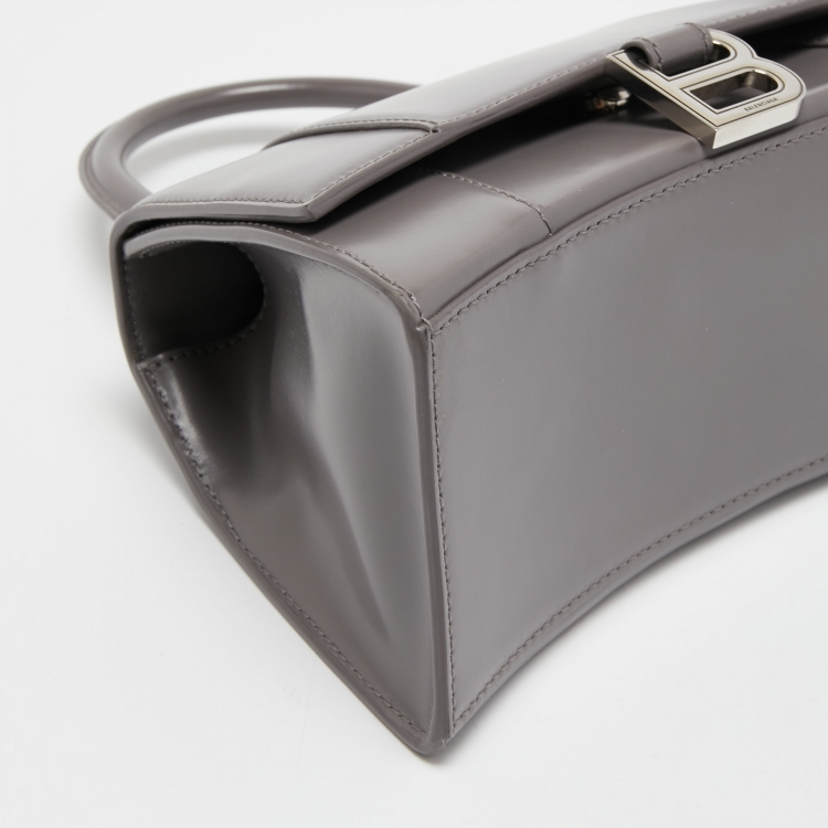 مملوكة مسبقًا Balenciaga Grey Leather Small Hourglass Top Handle Bag