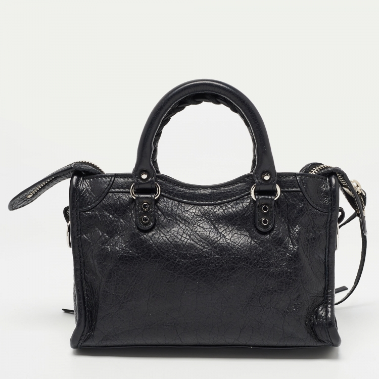 Pre Owned Balenciaga Black Leather Nano Classic City Bag