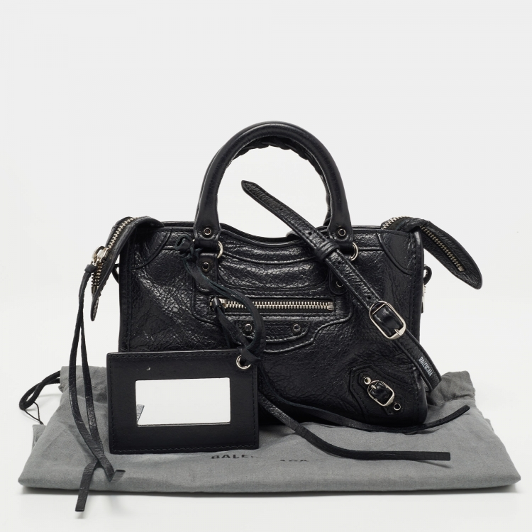 Pre Owned Balenciaga Black Leather Nano Classic City Bag