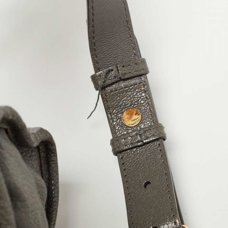 Pre Owned Balenciaga Grey Leather Mini Classic Metallic Edge City Bag