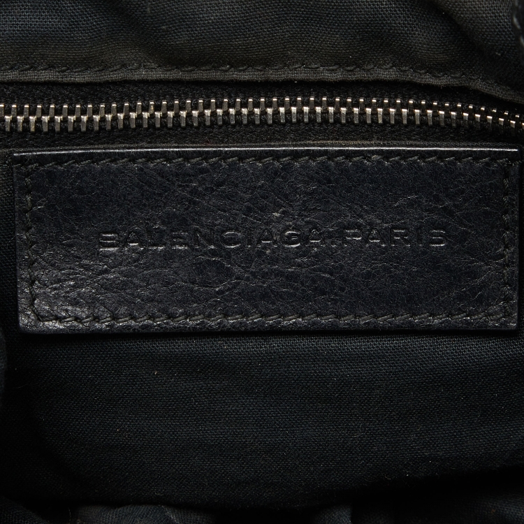 Pre Owned Balenciaga Black Leather Giant 12 Silver Mini Pompon Bag