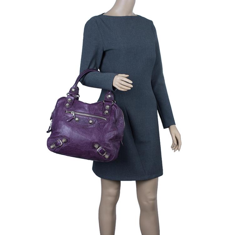 Balenciaga Croco Effect Le Cagole XS Shoulder Bag Purple