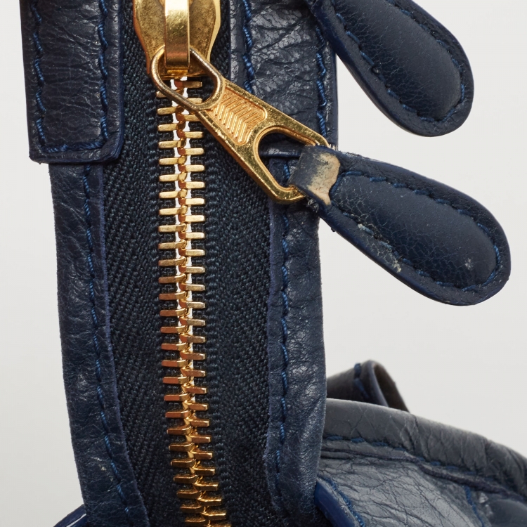 Pre Owned Balenciaga Navy Blue Leather Mini Classic City Tote