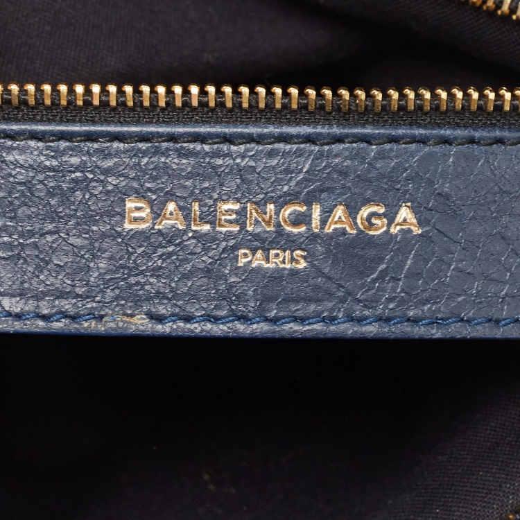 Pre Owned Balenciaga Navy Blue Leather Mini Classic City Tote