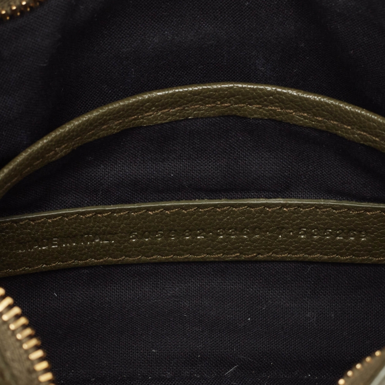 Pre Owned Balenciaga Green Leather Nano Metallic Edge City Tote