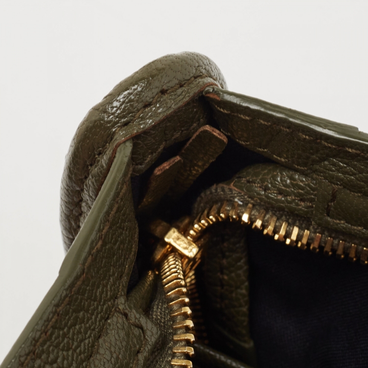 Pre Owned Balenciaga Green Leather Nano Metallic Edge City Tote
