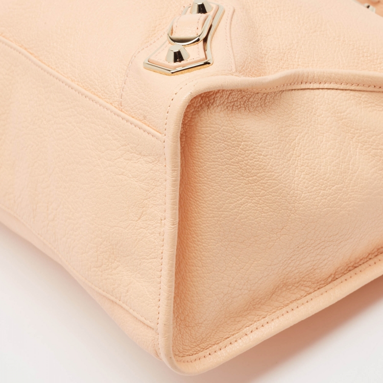 Pre Owned Balenciaga Peach Leather Metallic Edge Classic City Tote