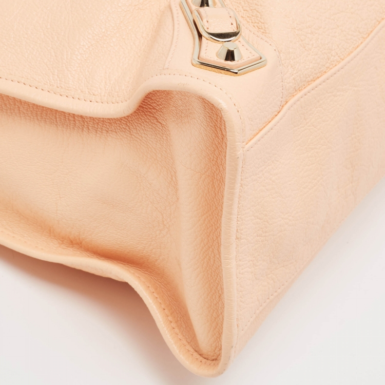 Pre Owned Balenciaga Peach Leather Metallic Edge Classic City Tote