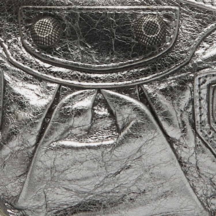 Pre Owned Balenciaga Metallic Grey Leather Mini Le Cagole Shoulder Bag