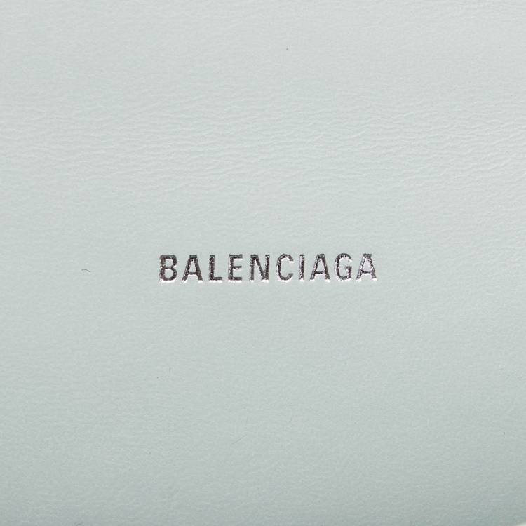 Pre Owned Balenciaga Green Croc Embossed Leather XS Hourglass Top Handle Bag