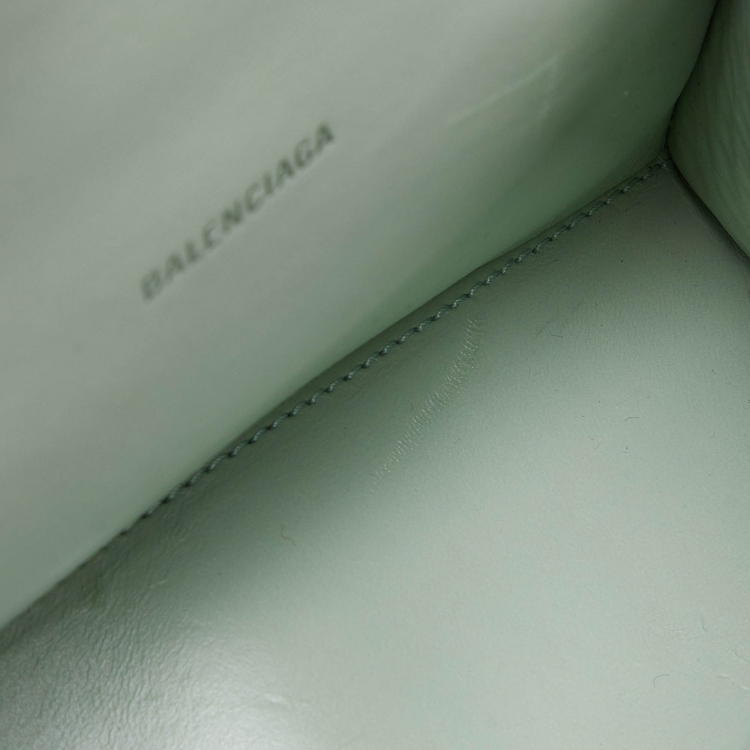 Pre Owned Balenciaga Green Croc Embossed Leather XS Hourglass Top Handle Bag