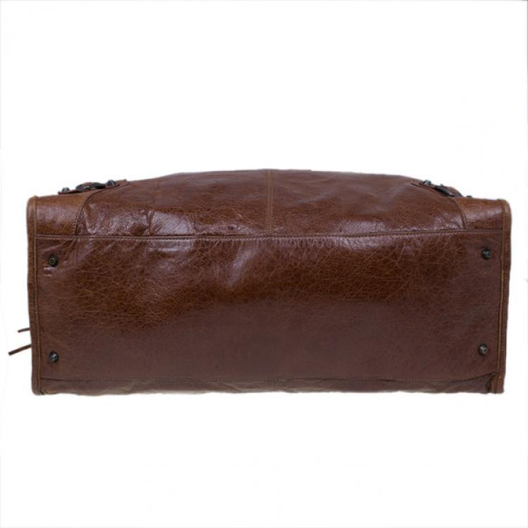 Pre Owned Balenciaga Brown Leather Giant 12 Tote