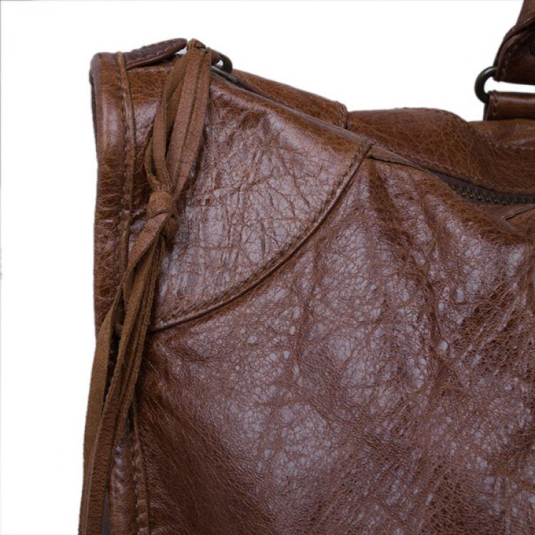 Pre Owned Balenciaga Brown Leather Giant 12 Tote