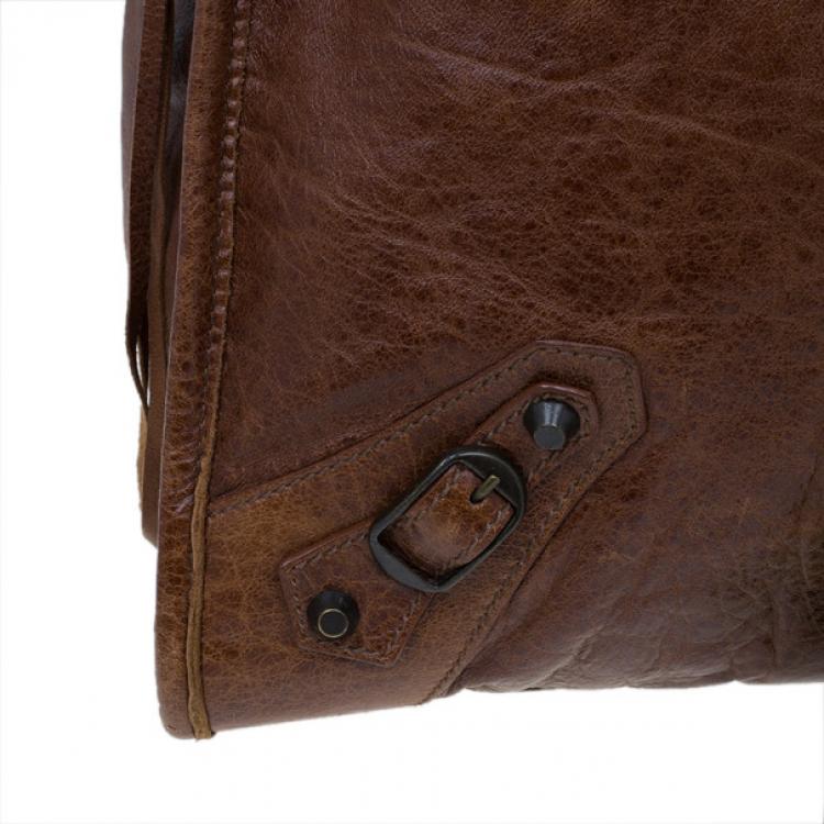 Pre Owned Balenciaga Brown Leather Giant 12 Tote