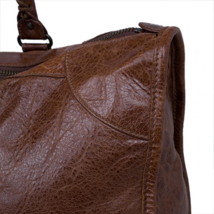 Pre Owned Balenciaga Brown Leather Giant 12 Tote