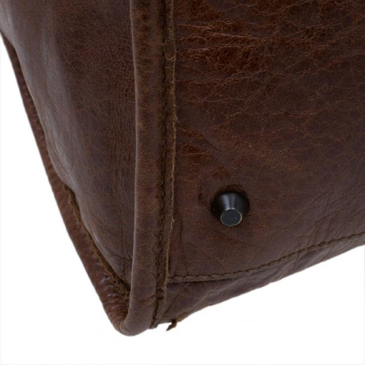 Pre Owned Balenciaga Brown Leather Giant 12 Tote