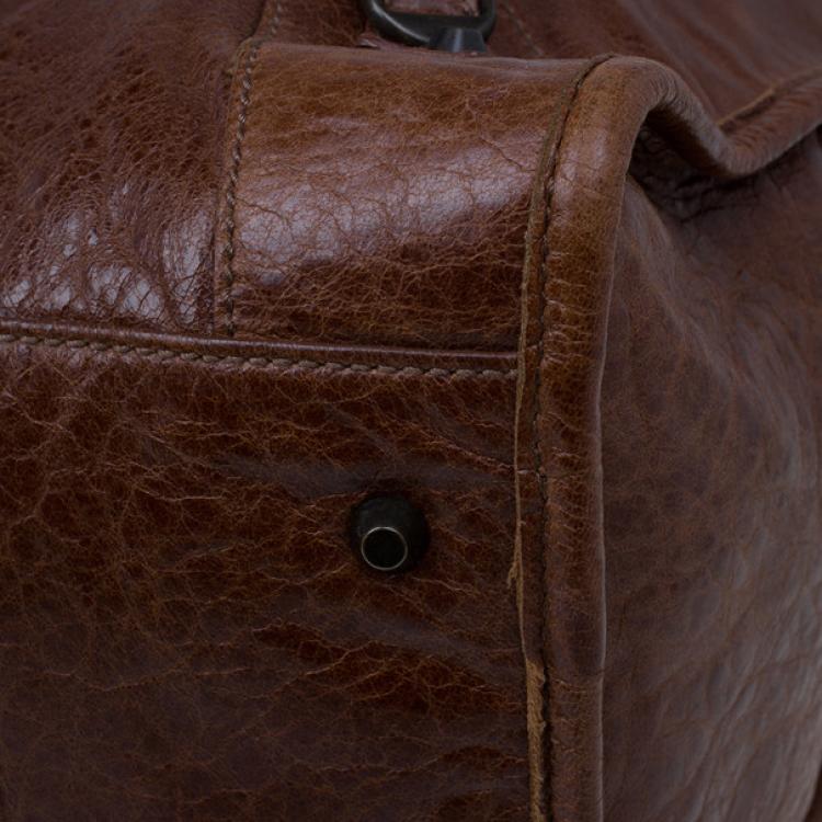 Pre Owned Balenciaga Brown Leather Giant 12 Tote