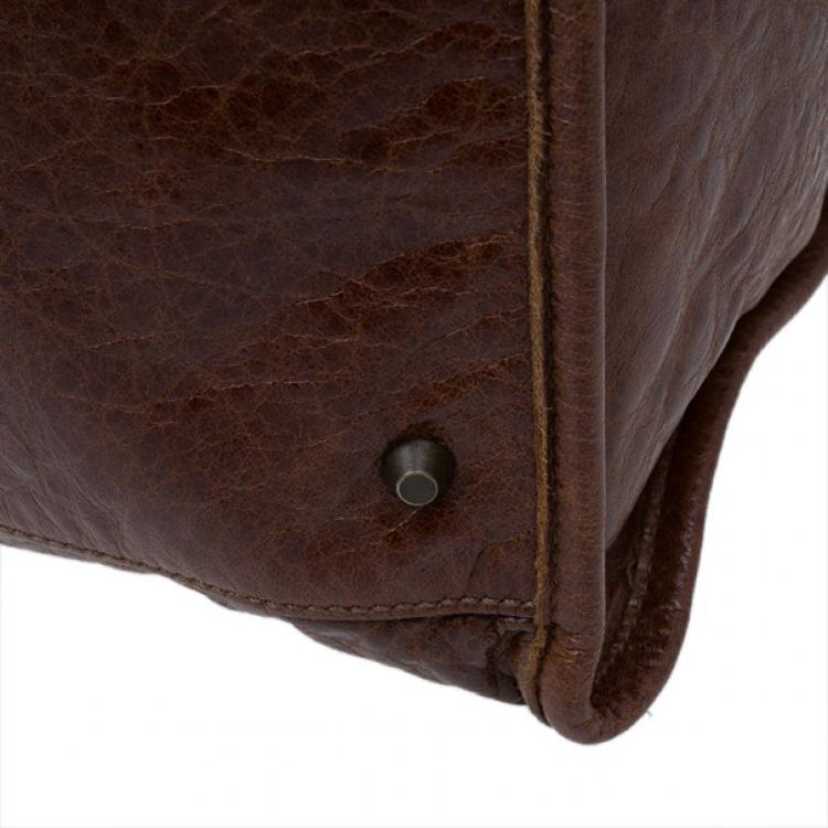 Pre Owned Balenciaga Brown Leather Giant 12 Tote