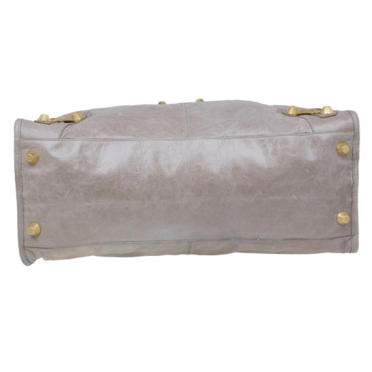 Pre Owned Balenciaga Beige Leather Large Weekend Bag