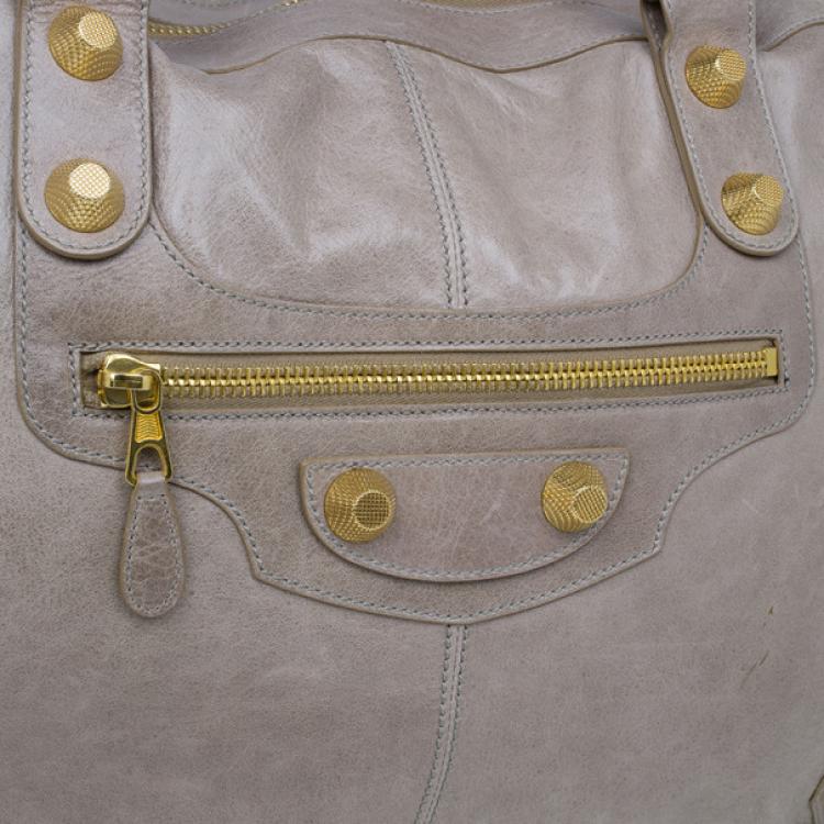 Pre Owned Balenciaga Beige Leather Large Weekend Bag