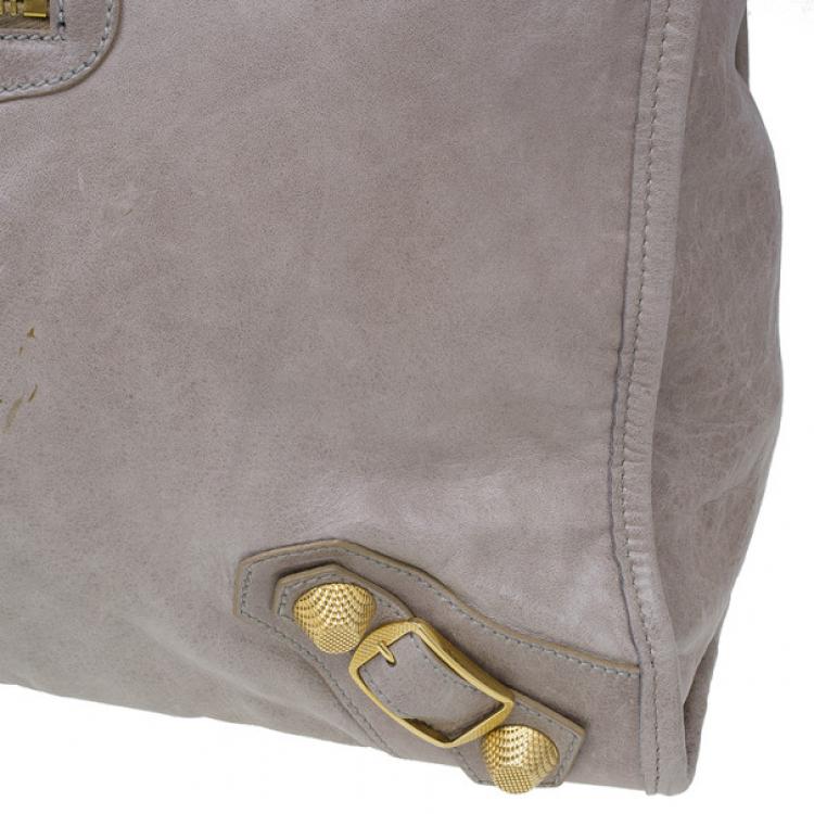 Pre Owned Balenciaga Beige Leather Large Weekend Bag