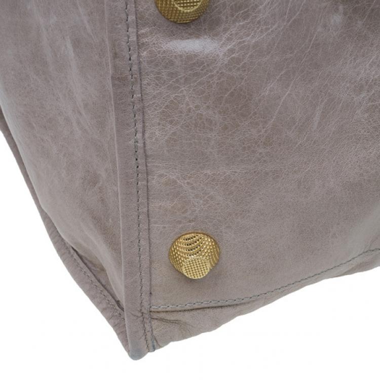 Pre Owned Balenciaga Beige Leather Large Weekend Bag