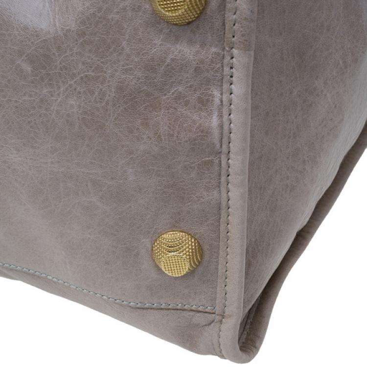 Pre Owned Balenciaga Beige Leather Large Weekend Bag