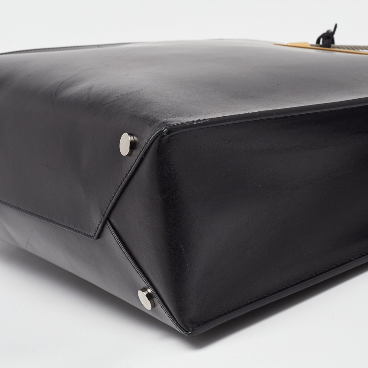 Pre Owned Balenciaga Black Leather Cable Shopper Tote