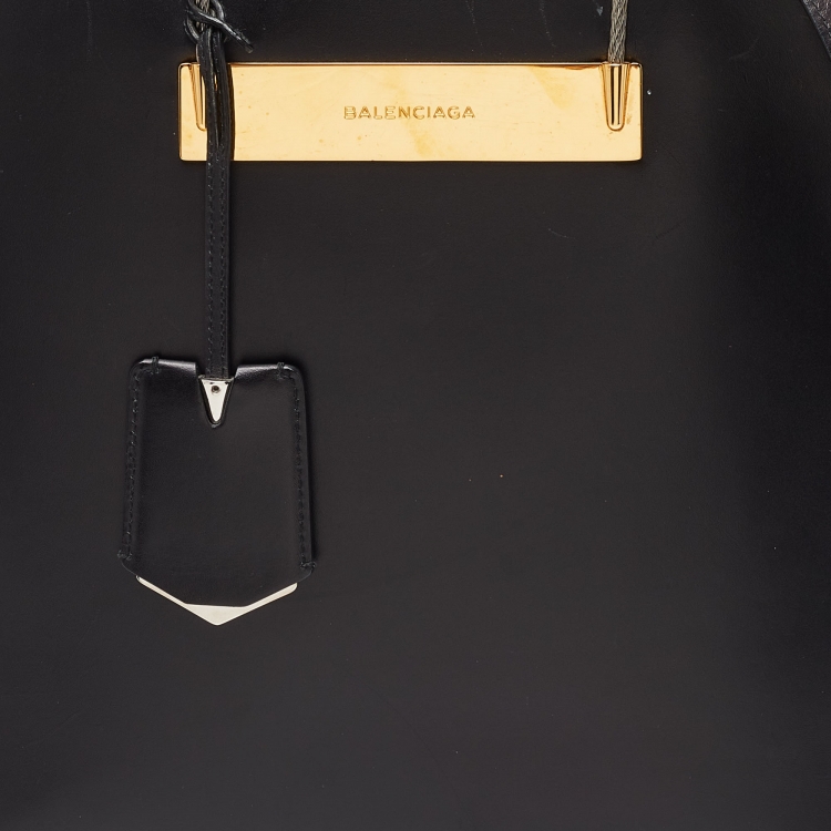 Pre Owned Balenciaga Black Leather Cable Shopper Tote