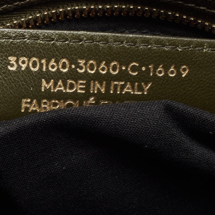 Pre Owned Balenciaga Olive Green Leather Mini Metallic Edge Classic City Bag