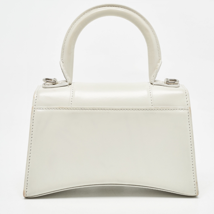 Pre Owned Balenciaga Off White Leather XS Hourglass Top Handle Bag