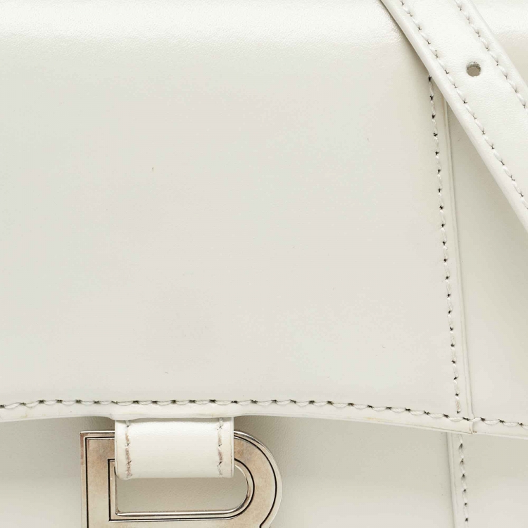Pre Owned Balenciaga Off White Leather XS Hourglass Top Handle Bag