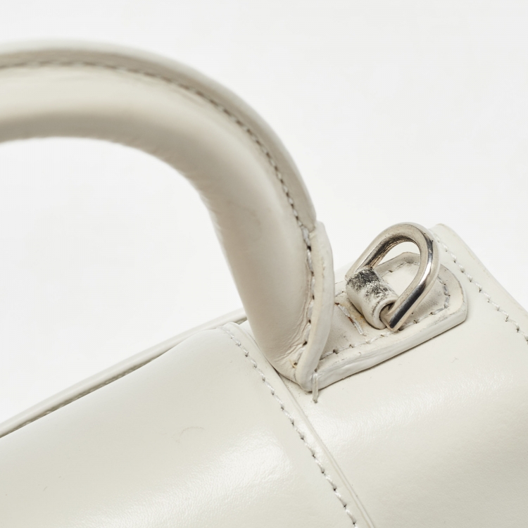 Pre Owned Balenciaga Off White Leather XS Hourglass Top Handle Bag